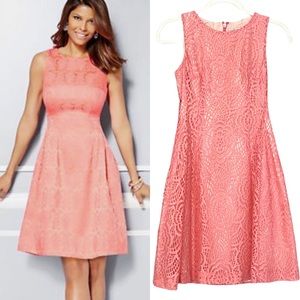 Eva Mendes Pink Lace Crochet Fit & Flare Dress 2